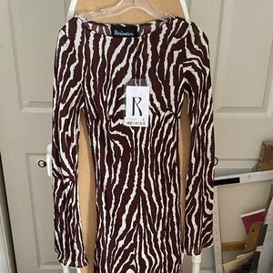 The Gia dress zebra animal print brown white realisation par size medium NWT